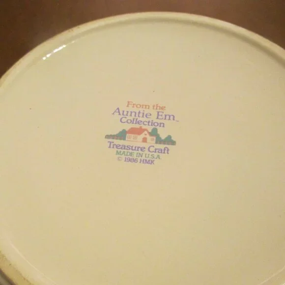 Hallmark Treasure Craft Auntie Em LARGE Ceramic Canister 1986 White Blue HEARTS - Picture 5 of 6
